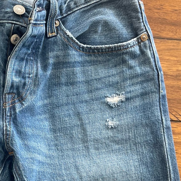 Levi’s 501 Japanese Selvedge blue denim jeans sz 26x28 distressed button fly - Picture 2 of 16